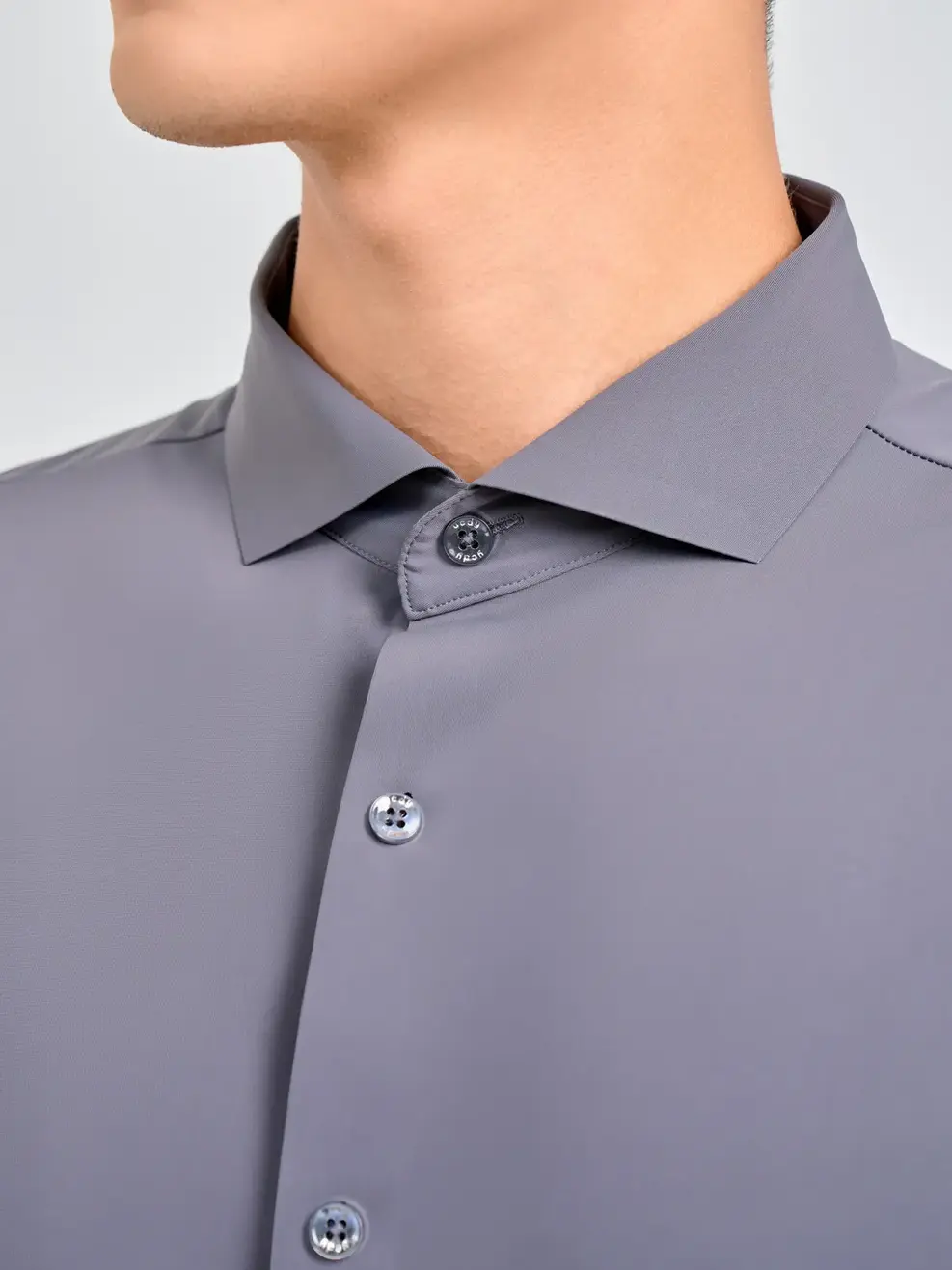 Sơ Mi Tay Dài Nam Siêu Co Giãn - Ghi Đậm - M