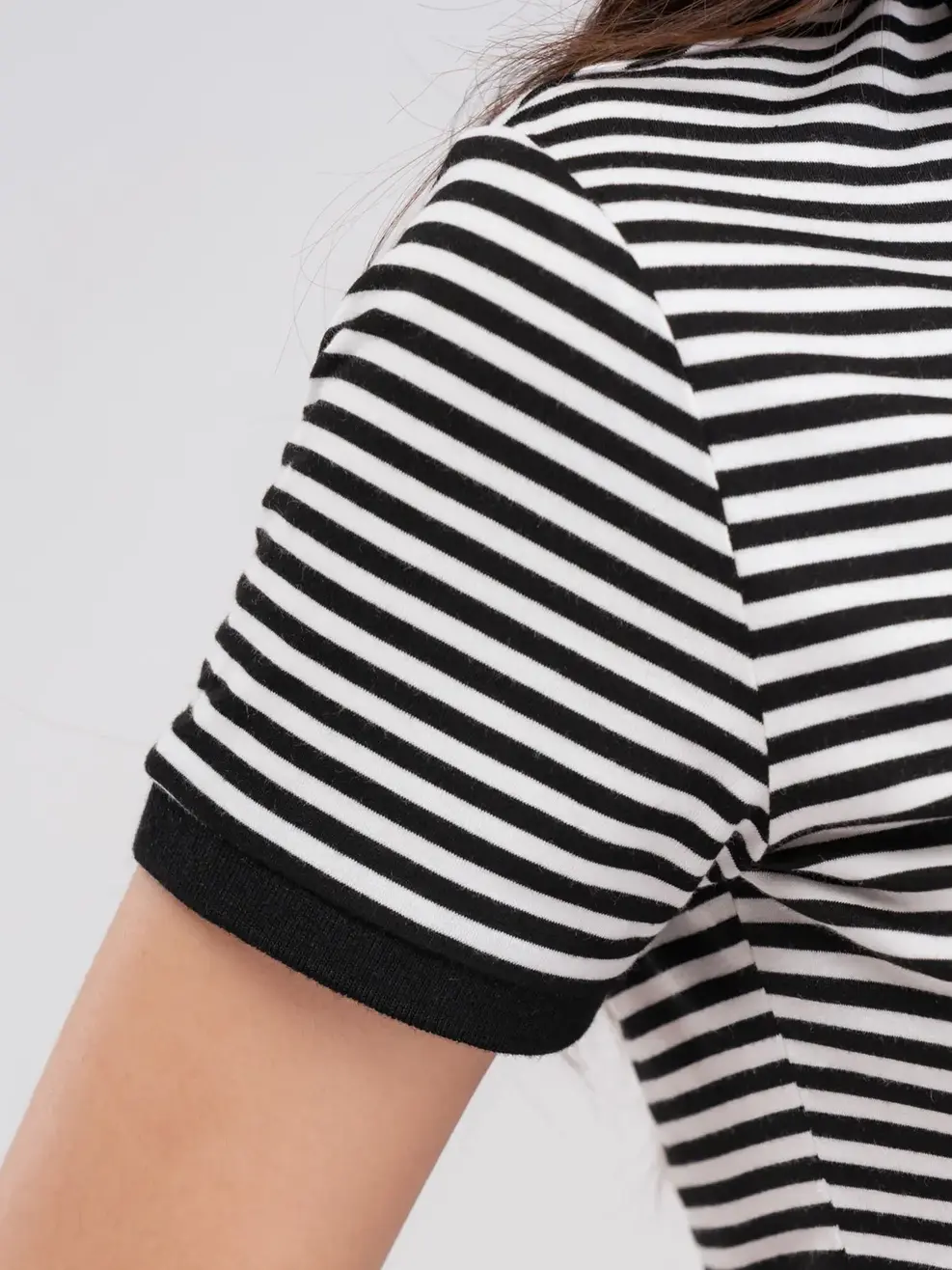 Polo kẻ nữ melange - Đen trắng - L