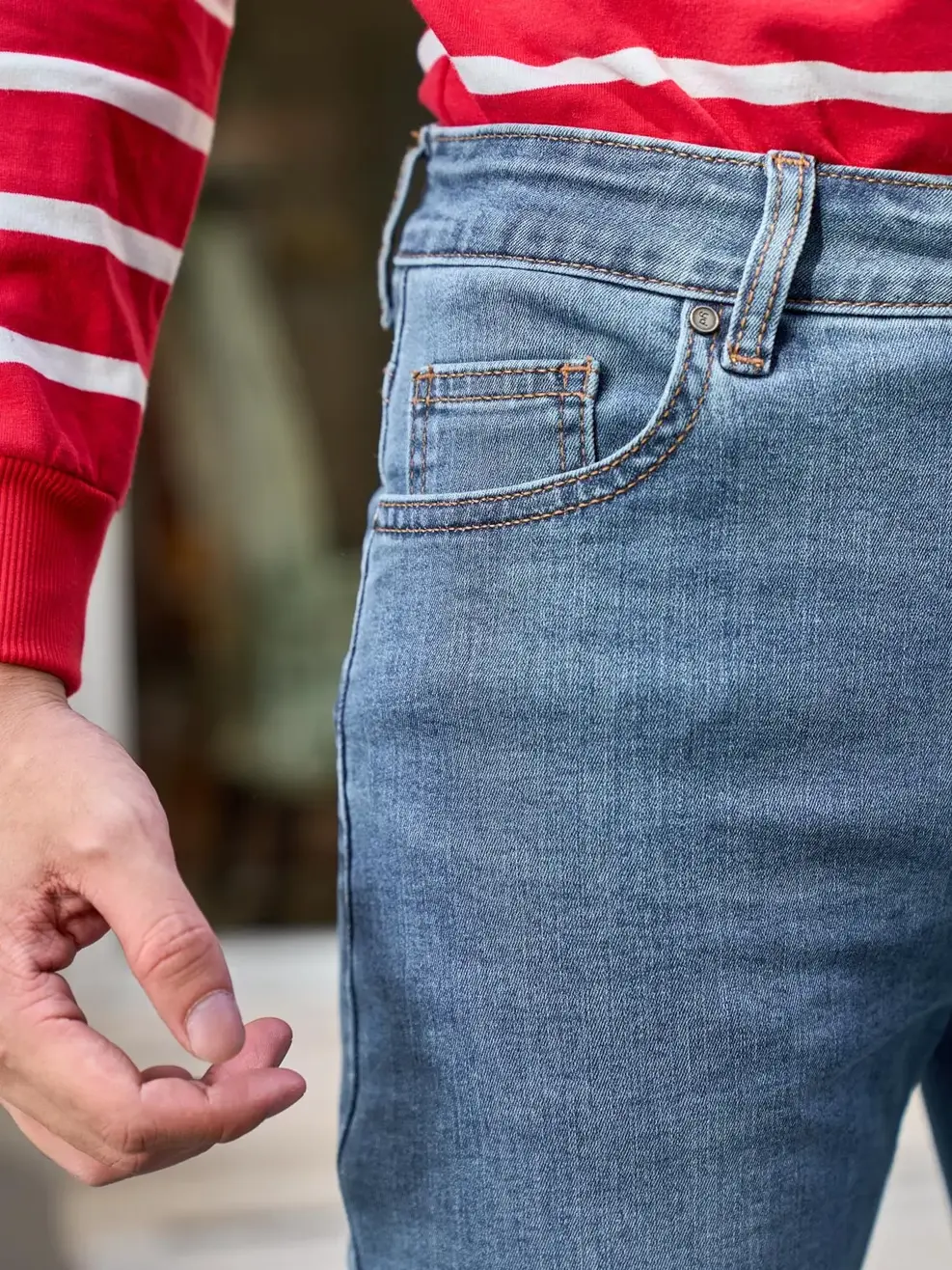 Quần Jeans Nam Slimfit Lycra Co Giãn Mác Dệt - Xanh - 28