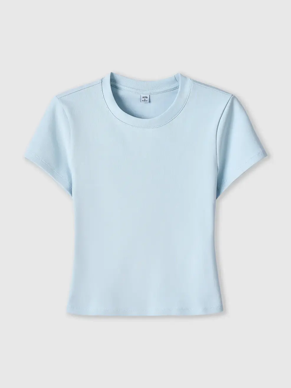 Áo Phông Nữ Slimfit Thun Rib Coton Mềm - Xanh Blue 131 - S