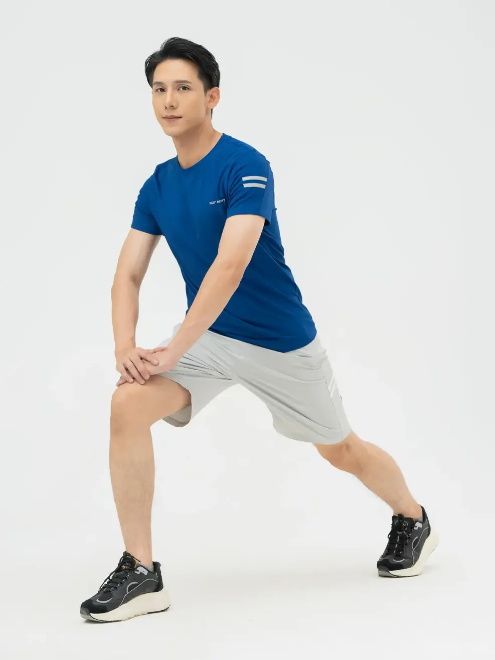 Bộ Đồ Nam Phối Vạch Kẻ - NAVY GHI - M