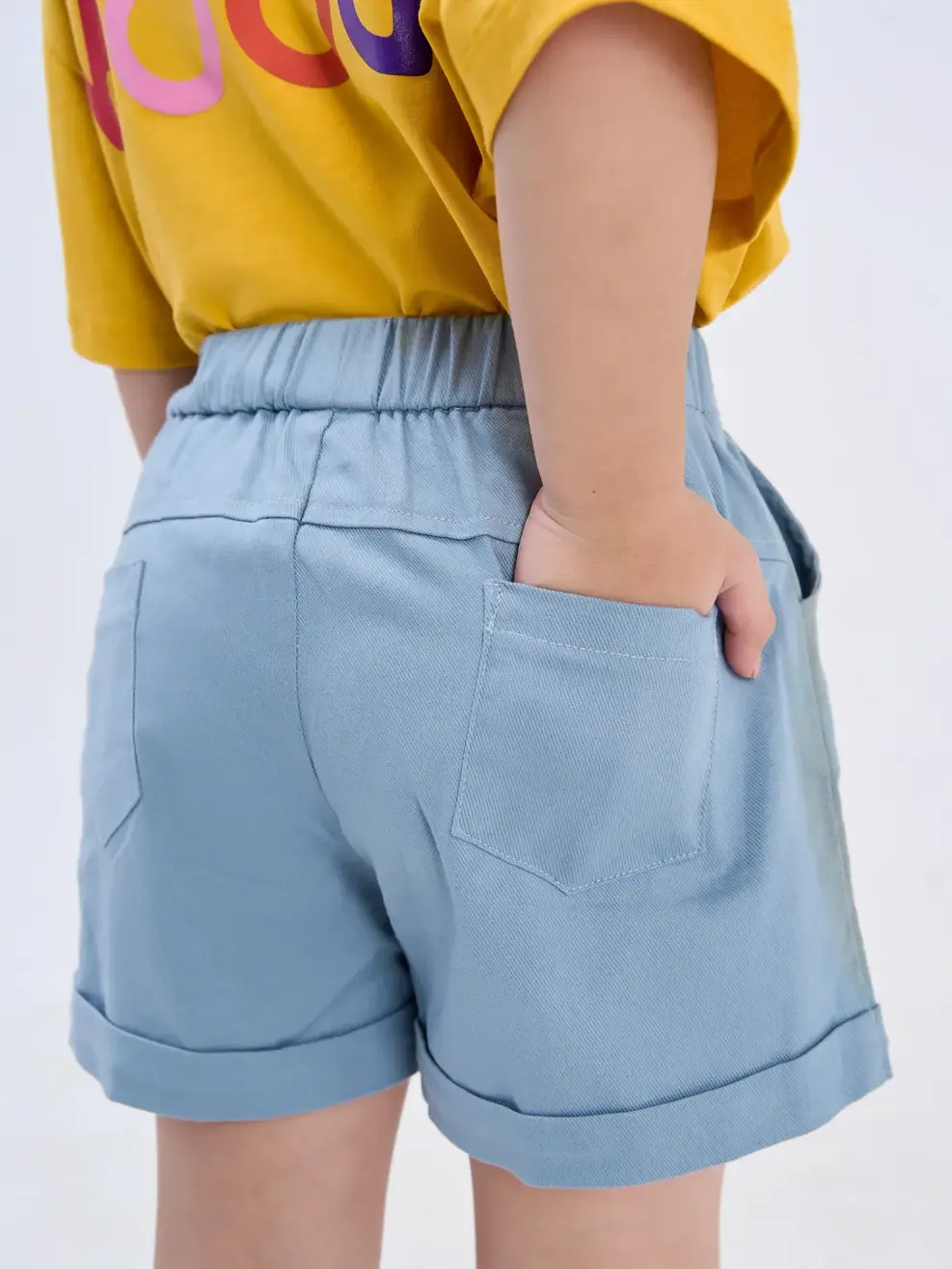 Quần sooc kaki kid thêu ống - Xanh - 6