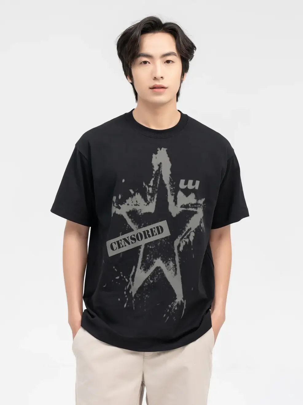 Áo T-shirt Yoguu Censored - Đen - 1