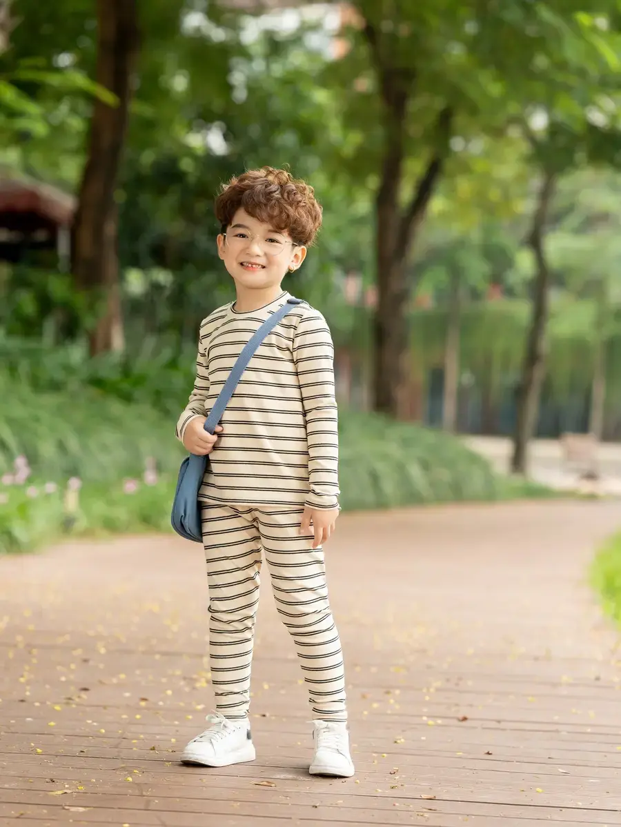 Bộ đồ trẻ em kẻ dáng ôm - Be 2 - 8