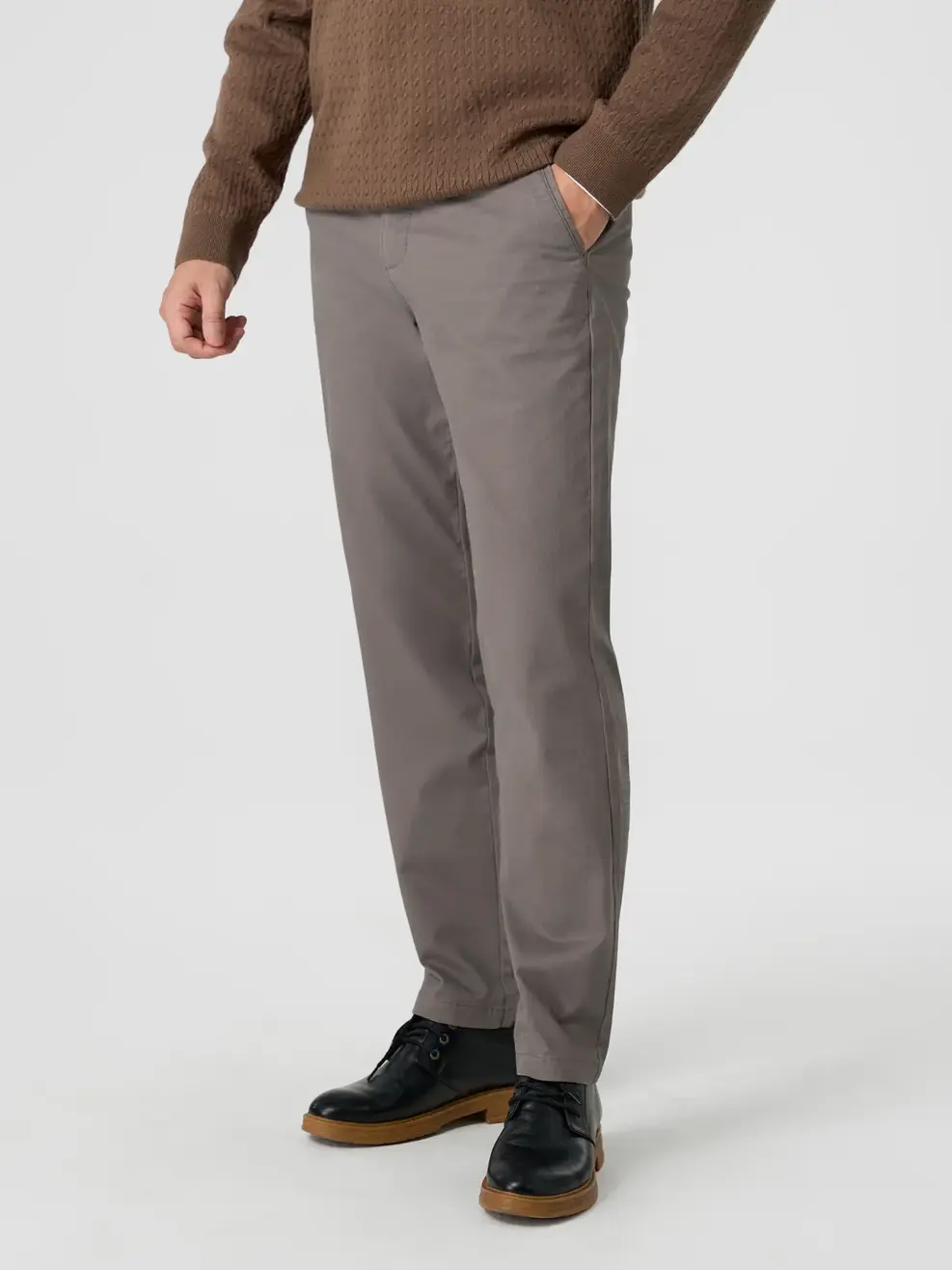 Quần Kaki Nam Phối Lé Túi - Ghi Đậm - 29