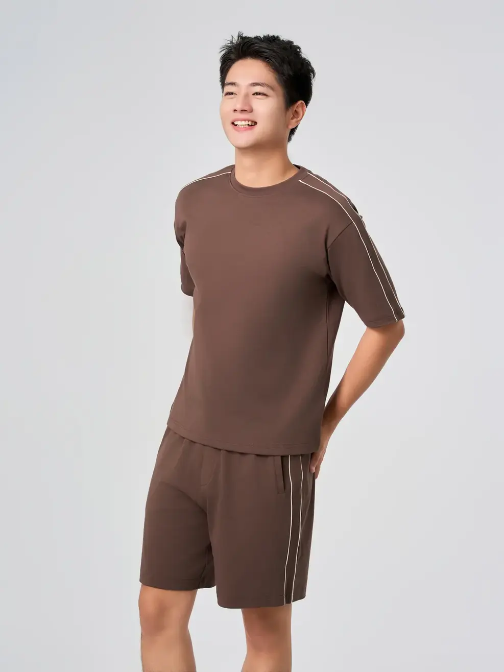 Bộ Đồ Nam Phối Lé - Màu nâu 002 - M