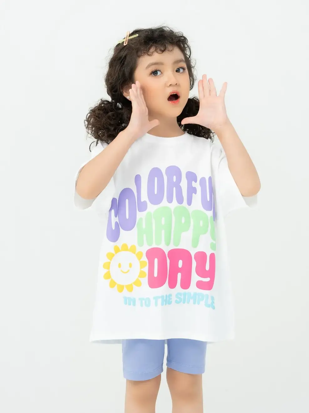 Đồ Bộ Kid Áo Rộng Quần Leging - Trắng tím - 2