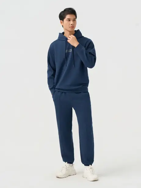 Bộ Đồ Nỉ Hoodie Nam In Chữ Ngực