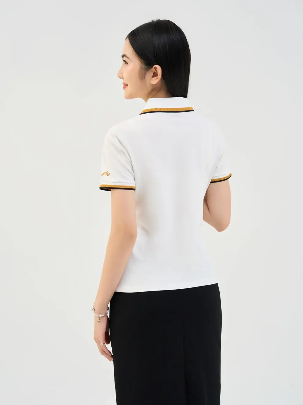 Áo Polo Nữ Mắt Chim Bo Hiệu Ứng Dệt Nổi - Trắng - S
