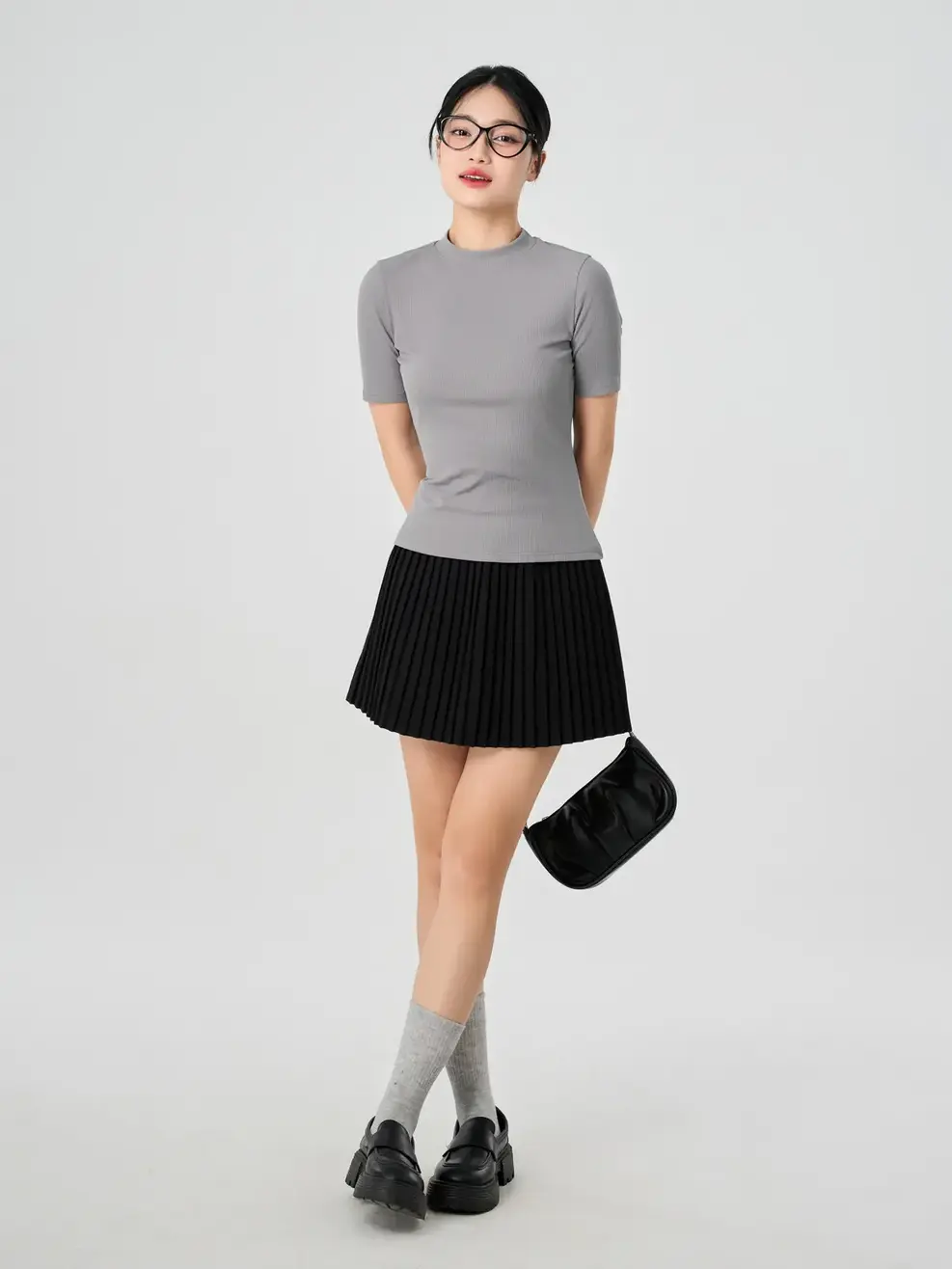 Áo Phông Thun Rib Cổ Tròn Cao Tay Lỡ - Xám 042 - M