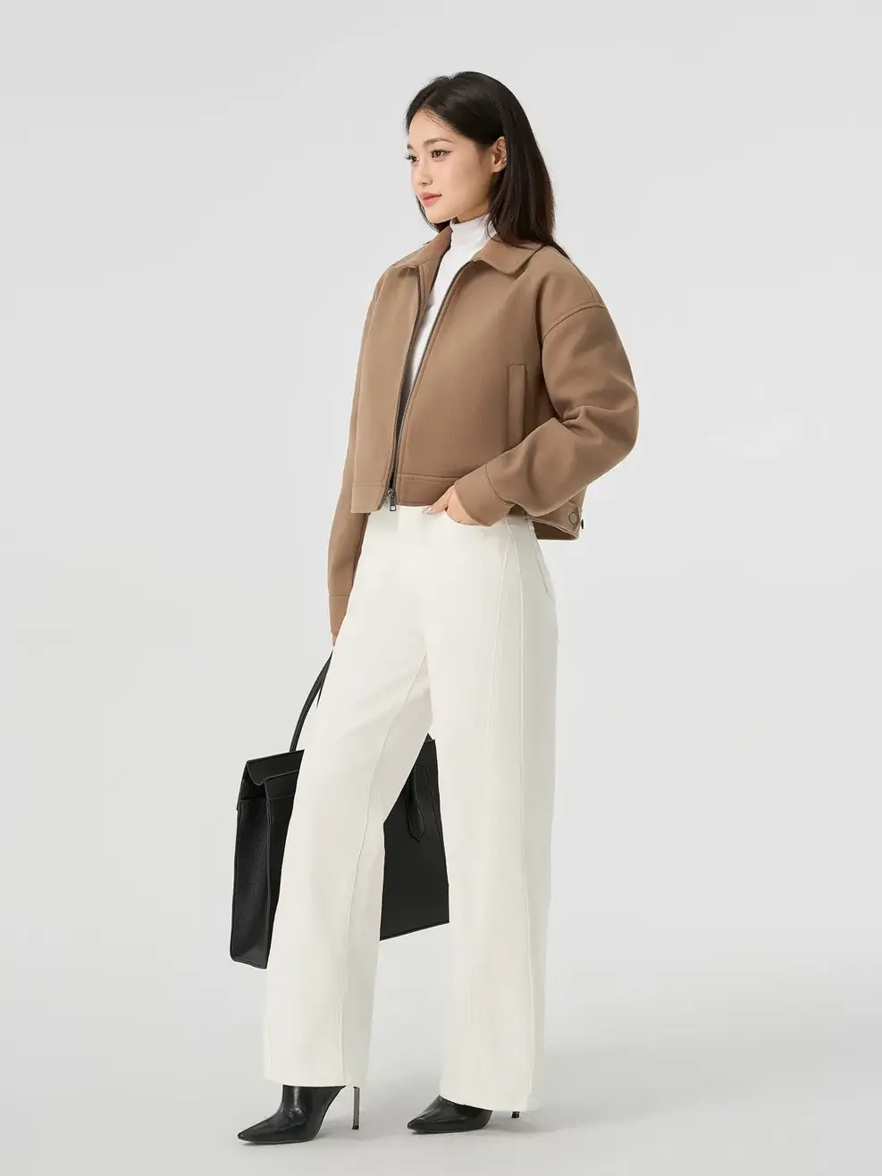 Áo Khoác Nữ Dạ Cổ Đức Đai Cài Cá Tính - Nâu 148 - S