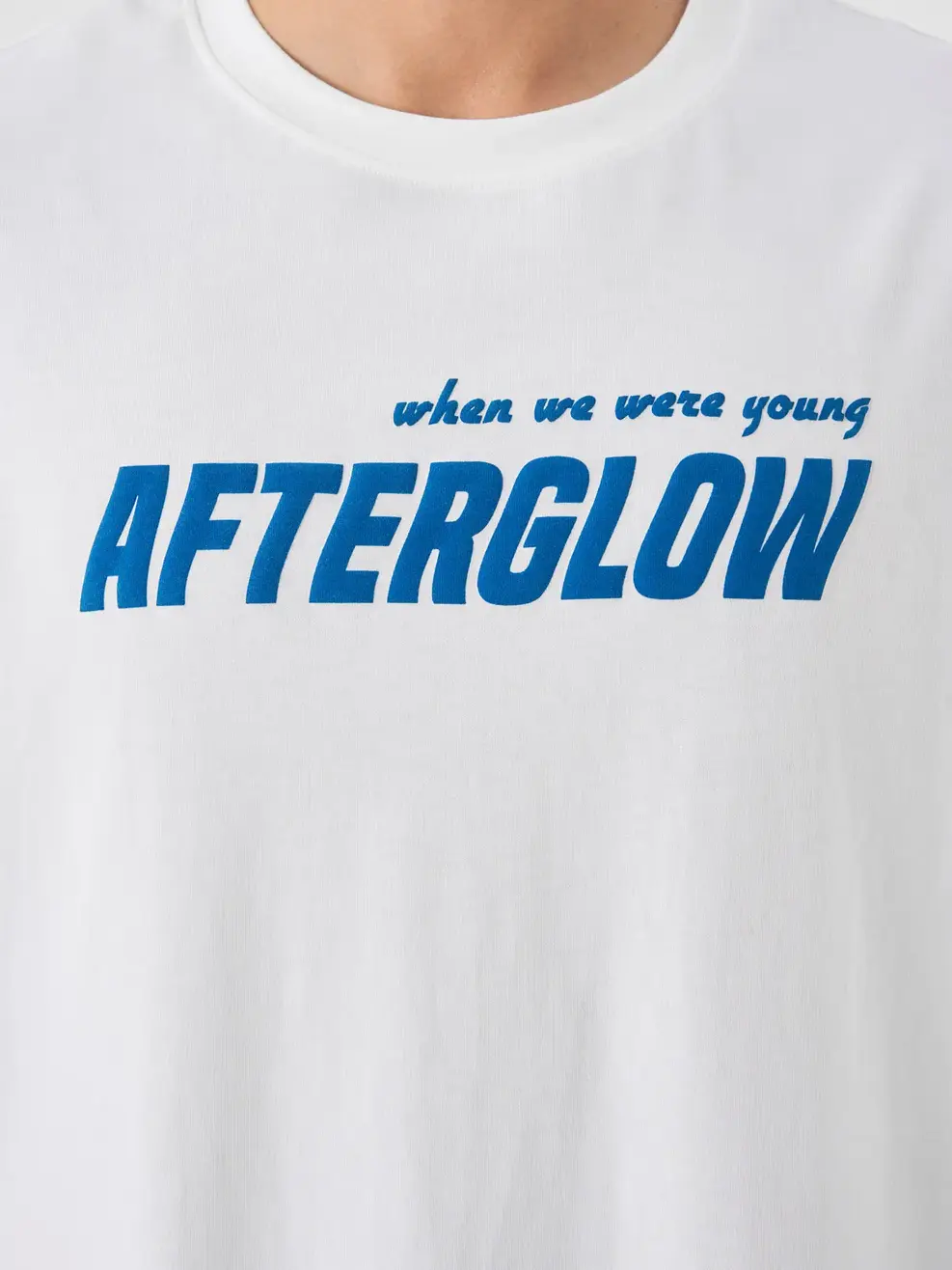 T-shirt Nam Dáng Rộng In Chữ Ngực - Trắng - M