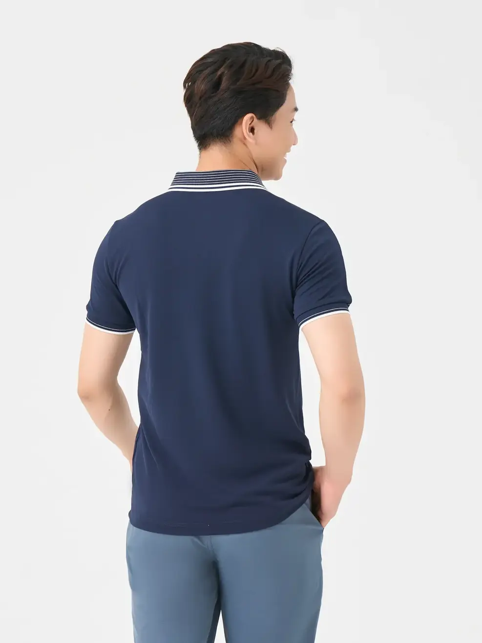 Polo Nam Bo Kẻ - Tím than - M
