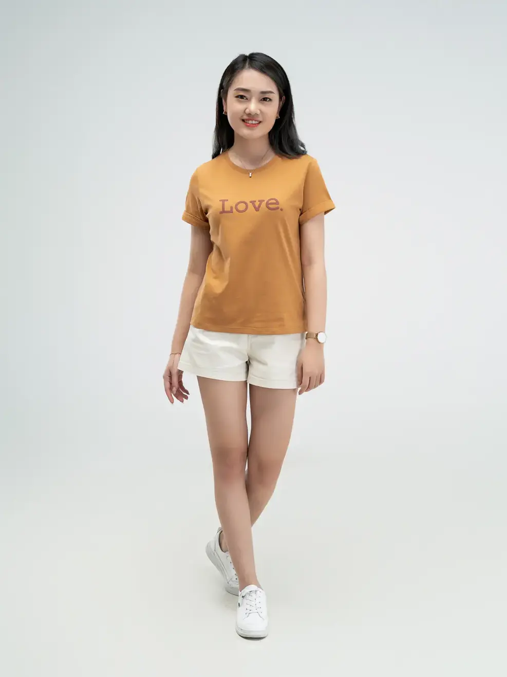 Áo thun nữ in LOVE - Nâu - S