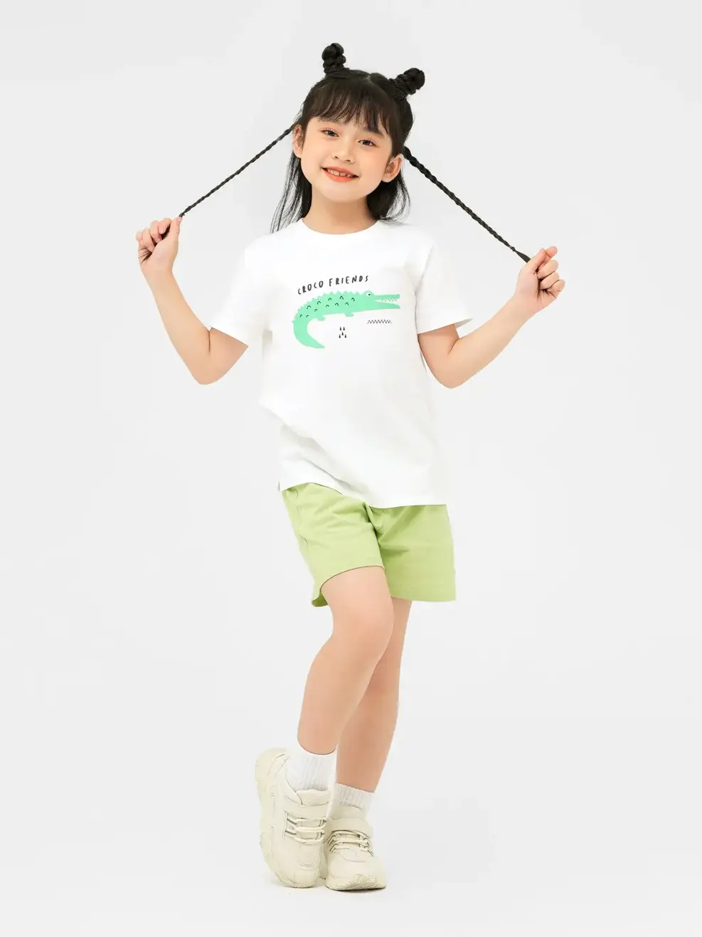 Đồ Bộ Kid In Cá Sâu Cotton Usa - Trắng Xanh - 2