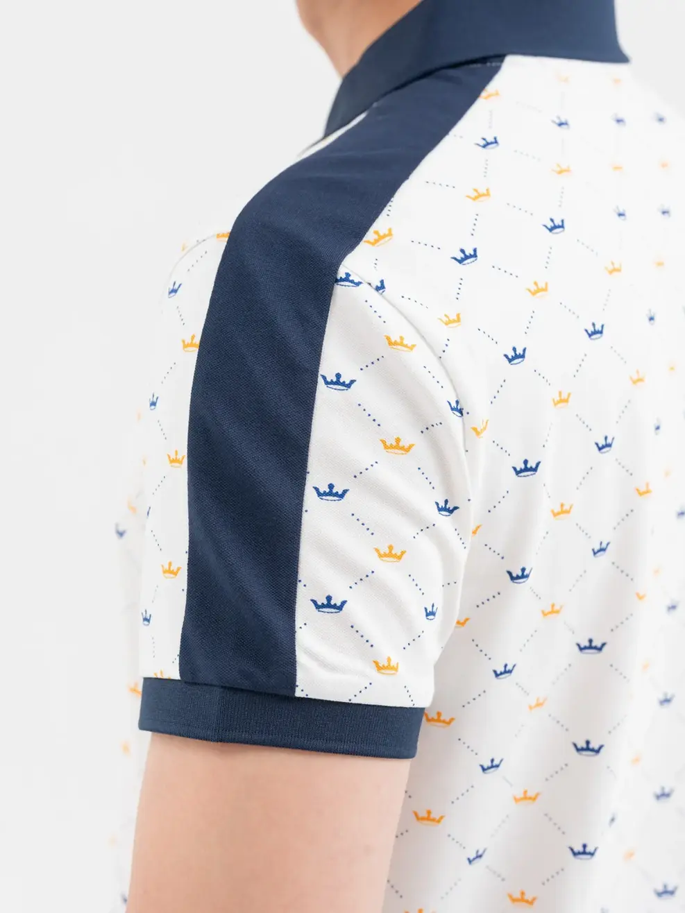 Áo Polo Nam In Vương Miện - Trắng phối navy - M