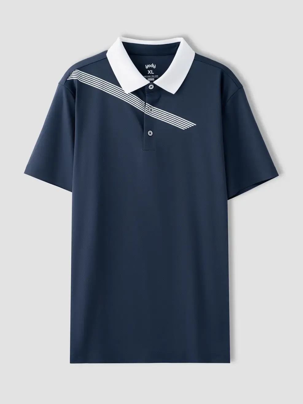 Áo Polo Nam Phối Cổ Thân Có In - Navy 028 - S