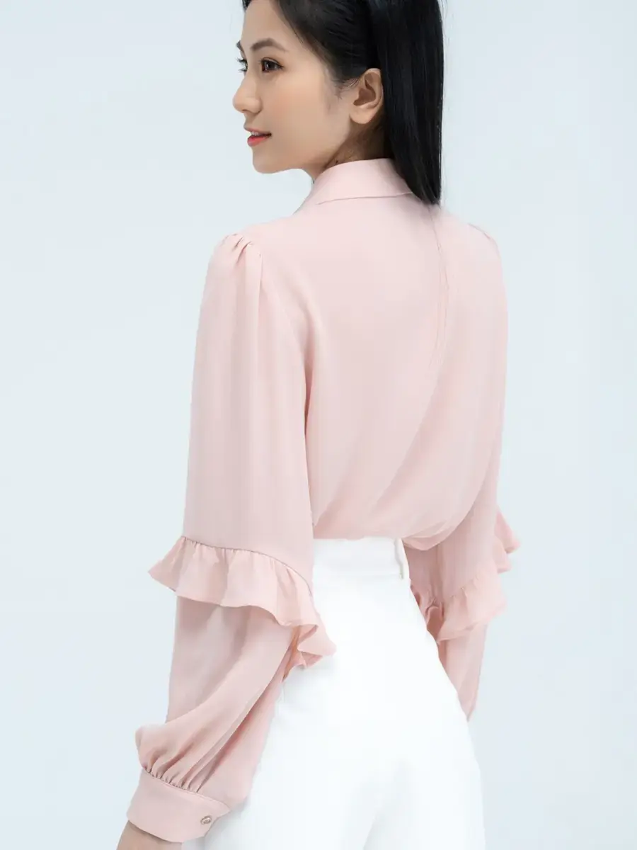 Sơ mi sen bèo tay - Hồng - L