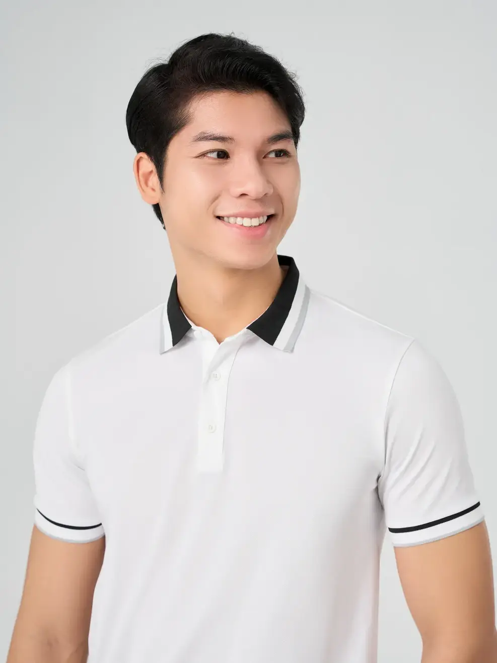 Áo Polo Nam Bo Dệt In Kẻ - Trắng 001 - 2XL