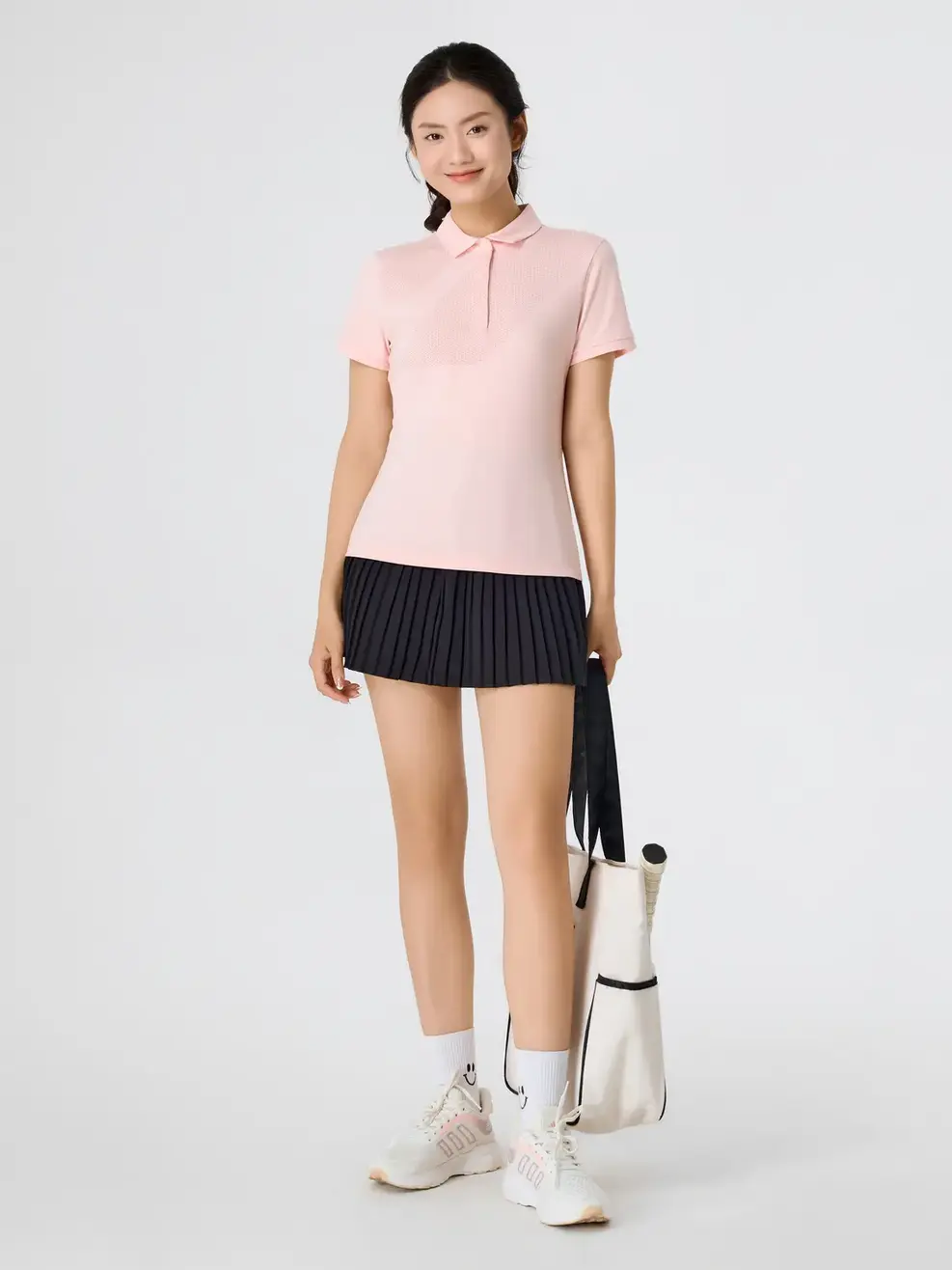 Áo Polo Nữ Thể Thao In Hoạ Tiết - hồng 047 - XS