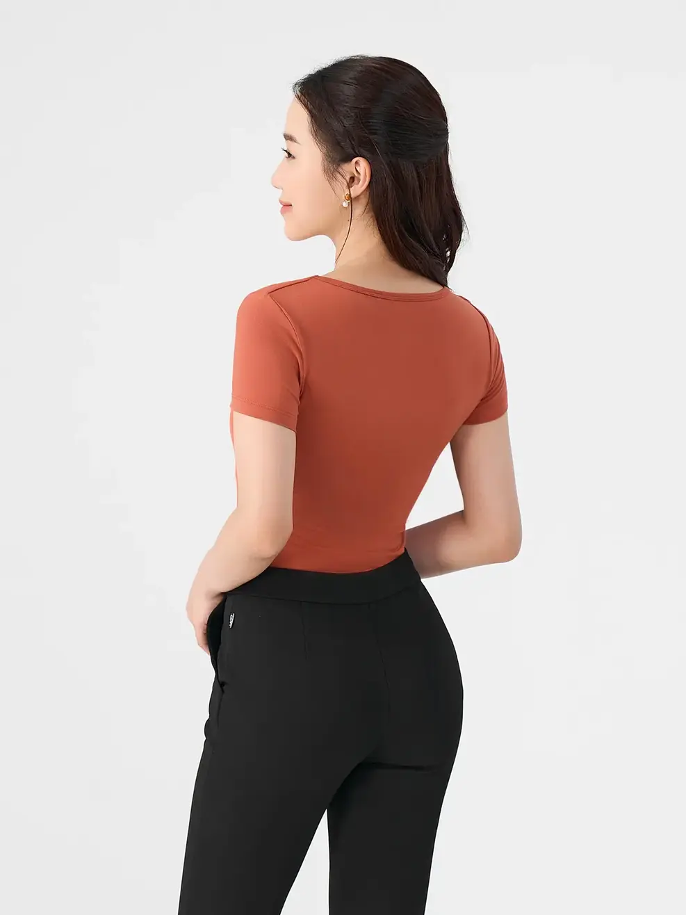 Áo Phông Nữ Cách Điệu - Cam - S