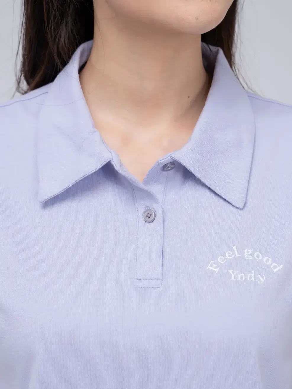 Bộ đồ nữ cổ thêu logo - Tím - M