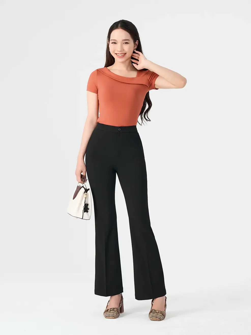 Áo Phông Nữ Cách Điệu - Cam - S