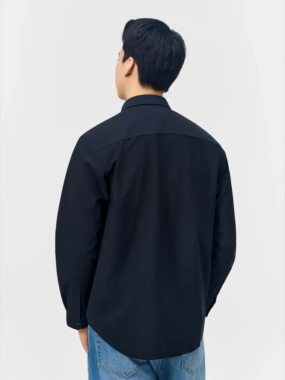 Áo Sơ-mi nam dài tay túi ngực kiểu - ĐEN 002 - M