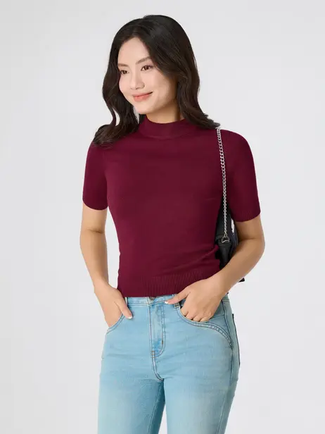 Áo Len Nữ Ngắn Tay Bo Gấu