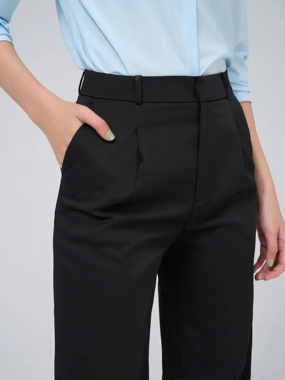 Quần suông đứng mềm nhẹ - Đen - 2XL