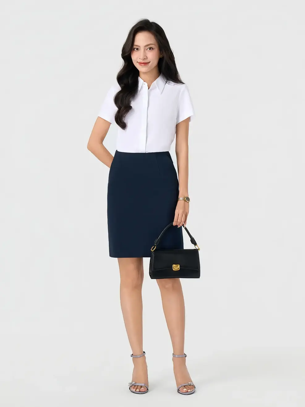 Áo Sơ-mi Ngắn Tay Nano Slim Fit Essential - Trắng 001 - S