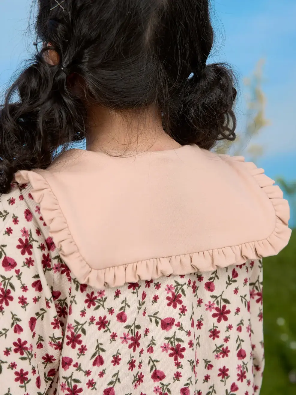 Váy trẻ em dáng xuông cổ rời - Hoa đỏ - 2