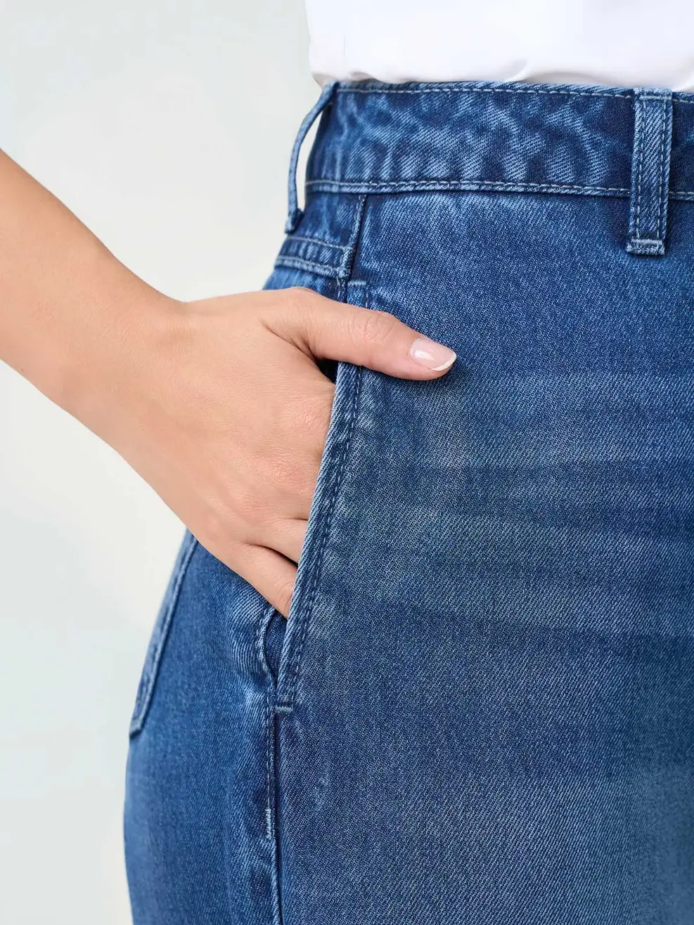 Quần Jeans Nữ Wide Leg Cạp Cao - Màu chàm 002 - 28