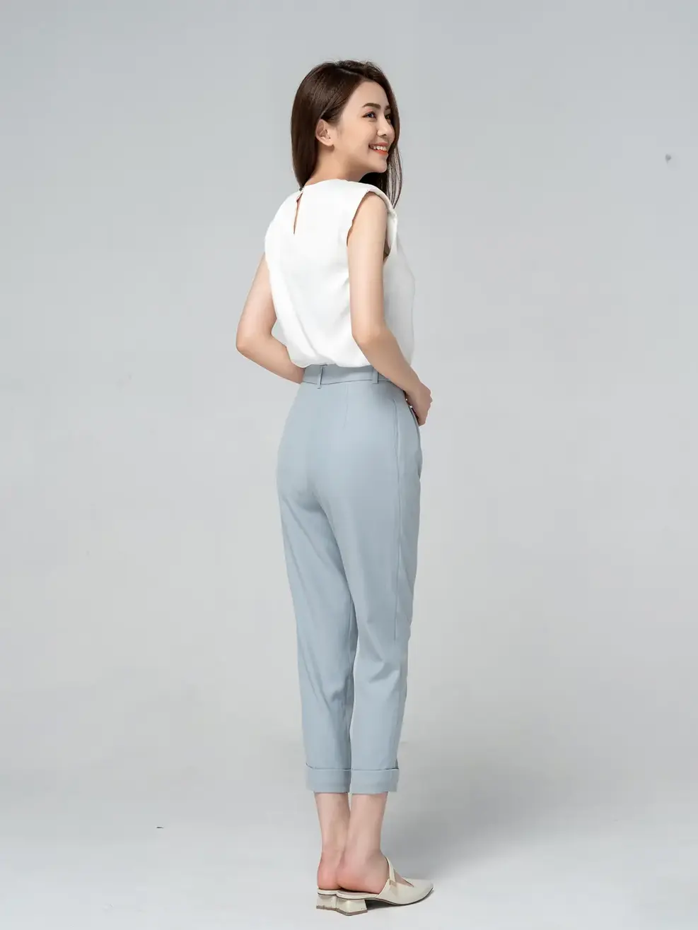 Sơ mi tay chờm vai đệm - Trắng - L