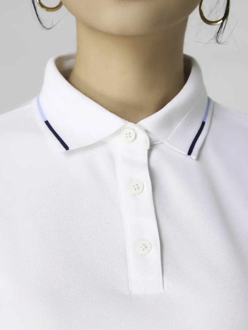 Áo Polo Nữ Bo Phối Màu - Trắng 001 - XS