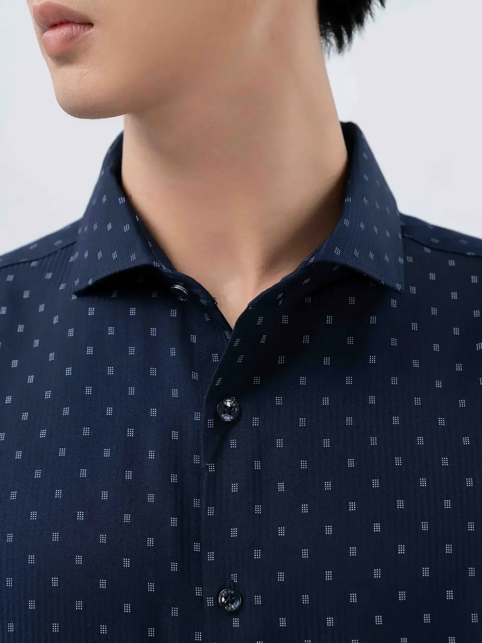 Sơ Mi Nam Cộc Tay Họa Tiết - Tím than - M