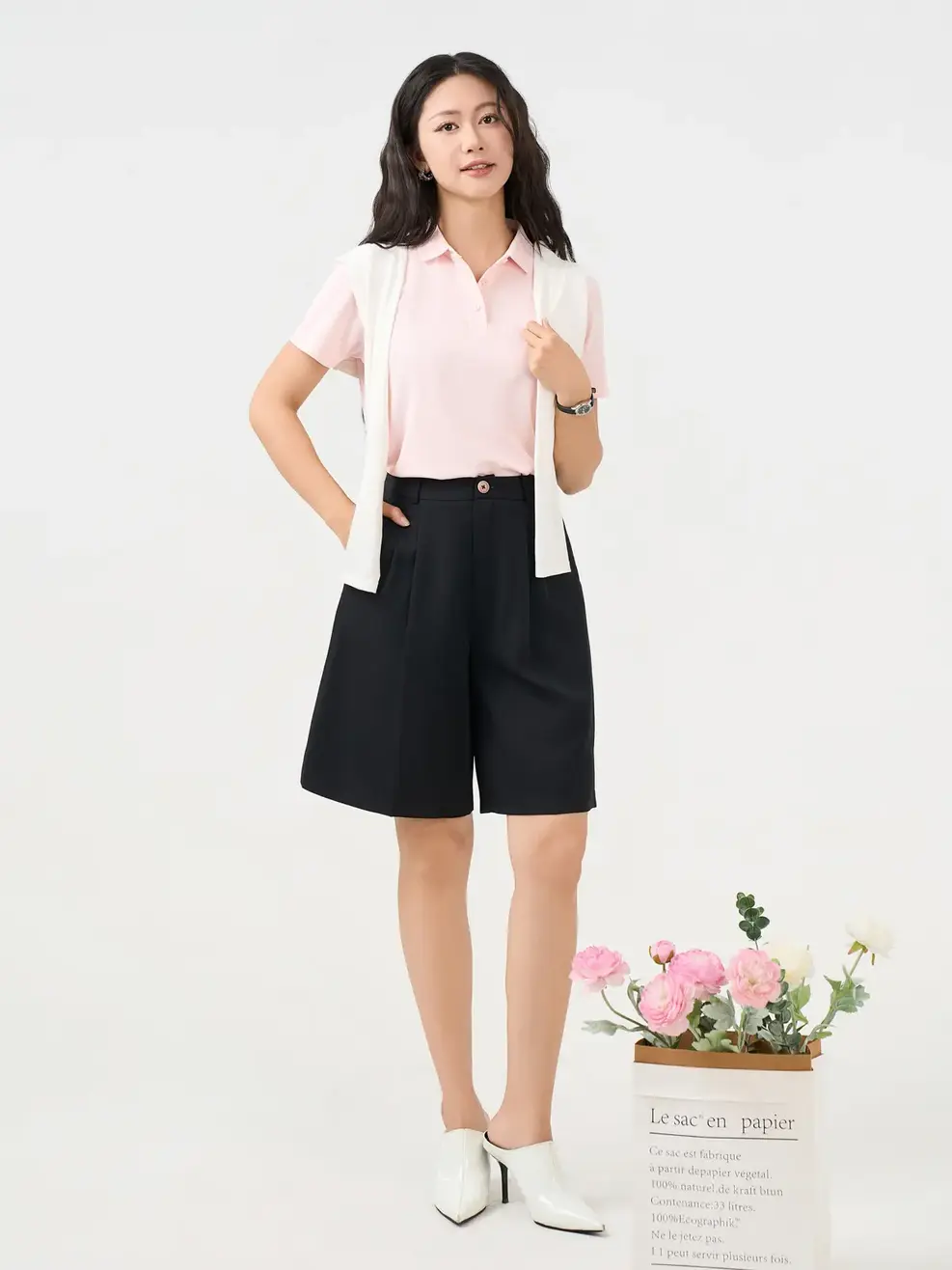 Áo Polo Nữ Regular Cổ Ép Có Xẻ Tà - Hồng 082 - S