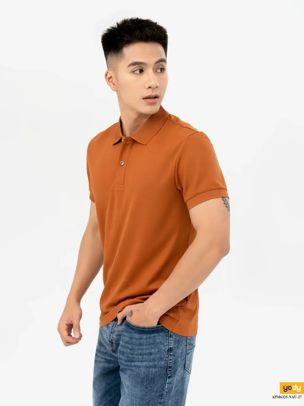Áo Polo Cafe Dệt Tổ Ong Basic-APM6325 - Cam 040 - M