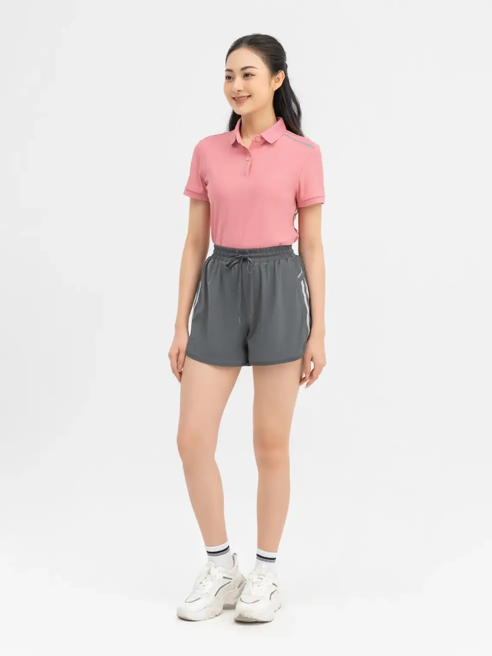 Quần Thể Thao Nữ In Kẻ Sọc - Xám - S