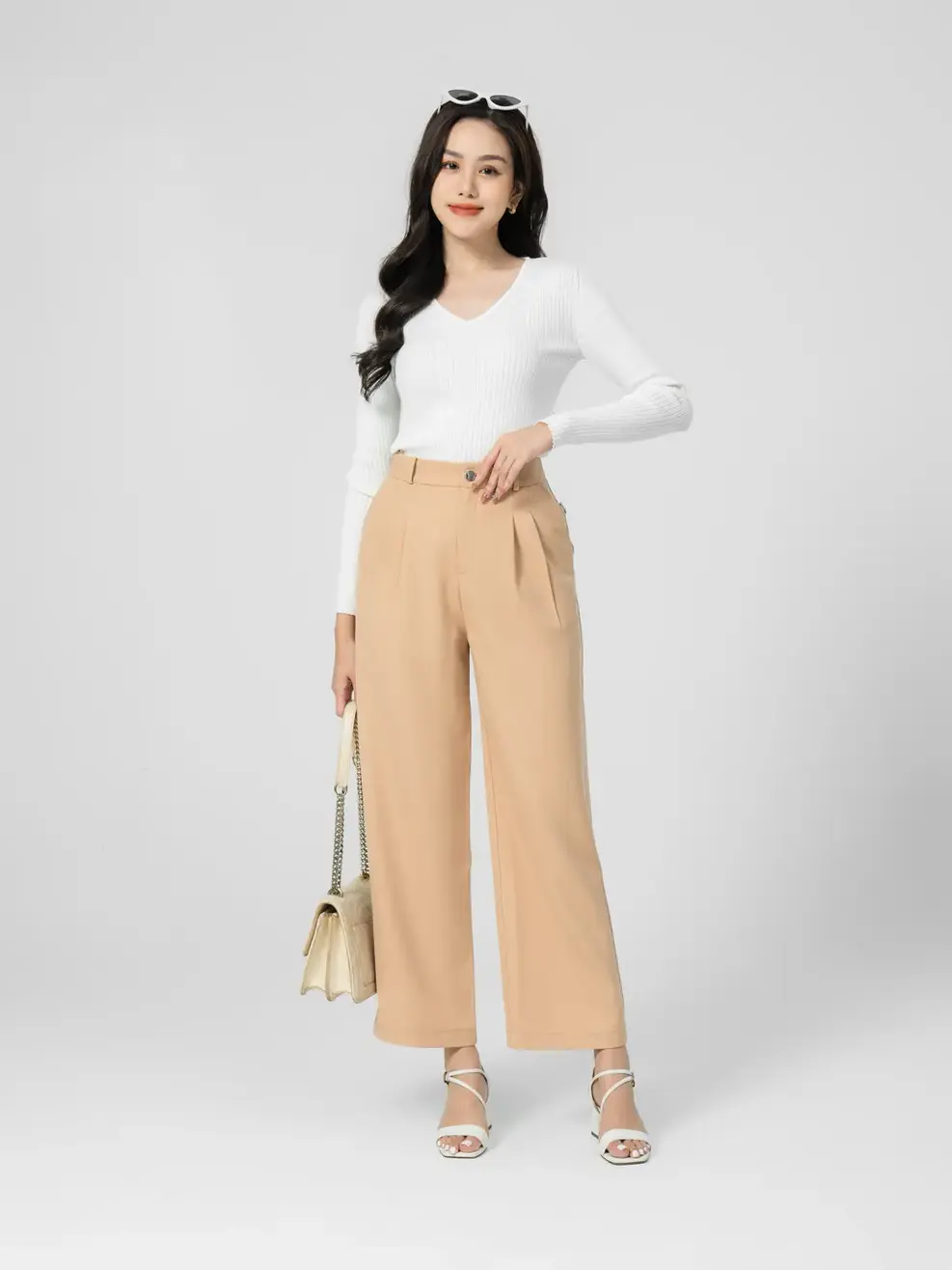 QUần tây nữ ống suông đứng 2 ly - Be