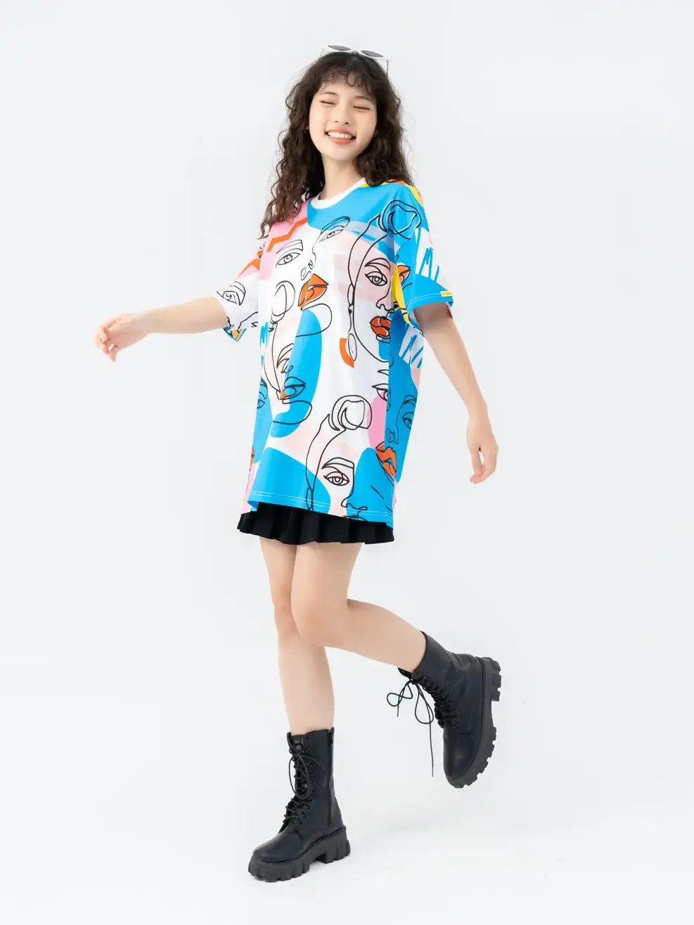 T-shirt Nữ In Tràn Cô Gái Cotton Usa - Trắng 1 - F