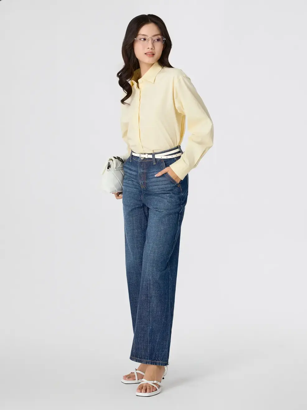 Áo Sơ-mi Loose fit cotton - Màu vàng 001 - S