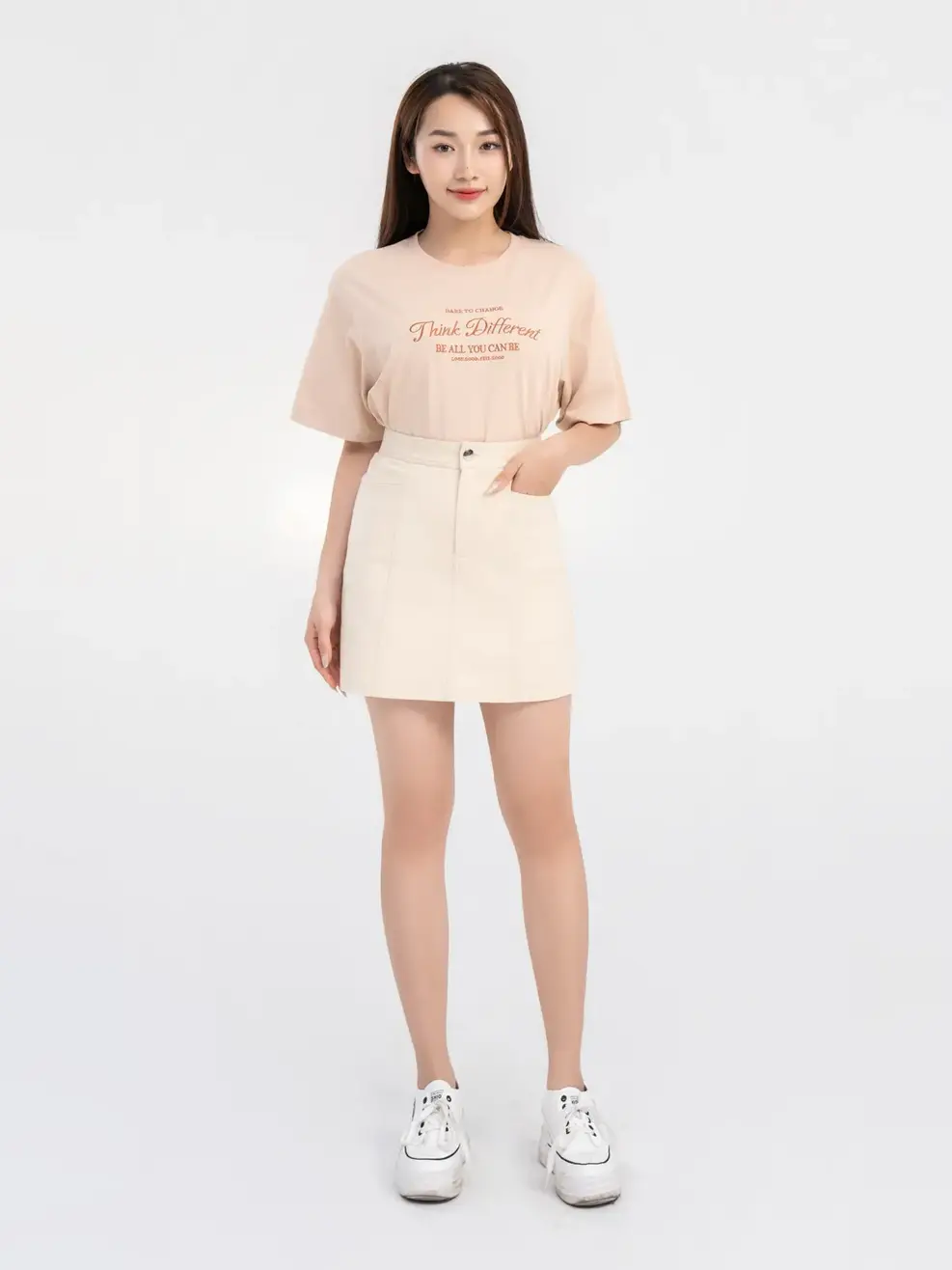 Chân Váy Nữ Dáng A - Kem - S