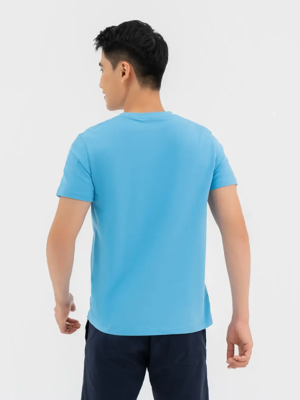 T-shirt Nam Cơ Bản Cotton Usa - Xanh blue - M