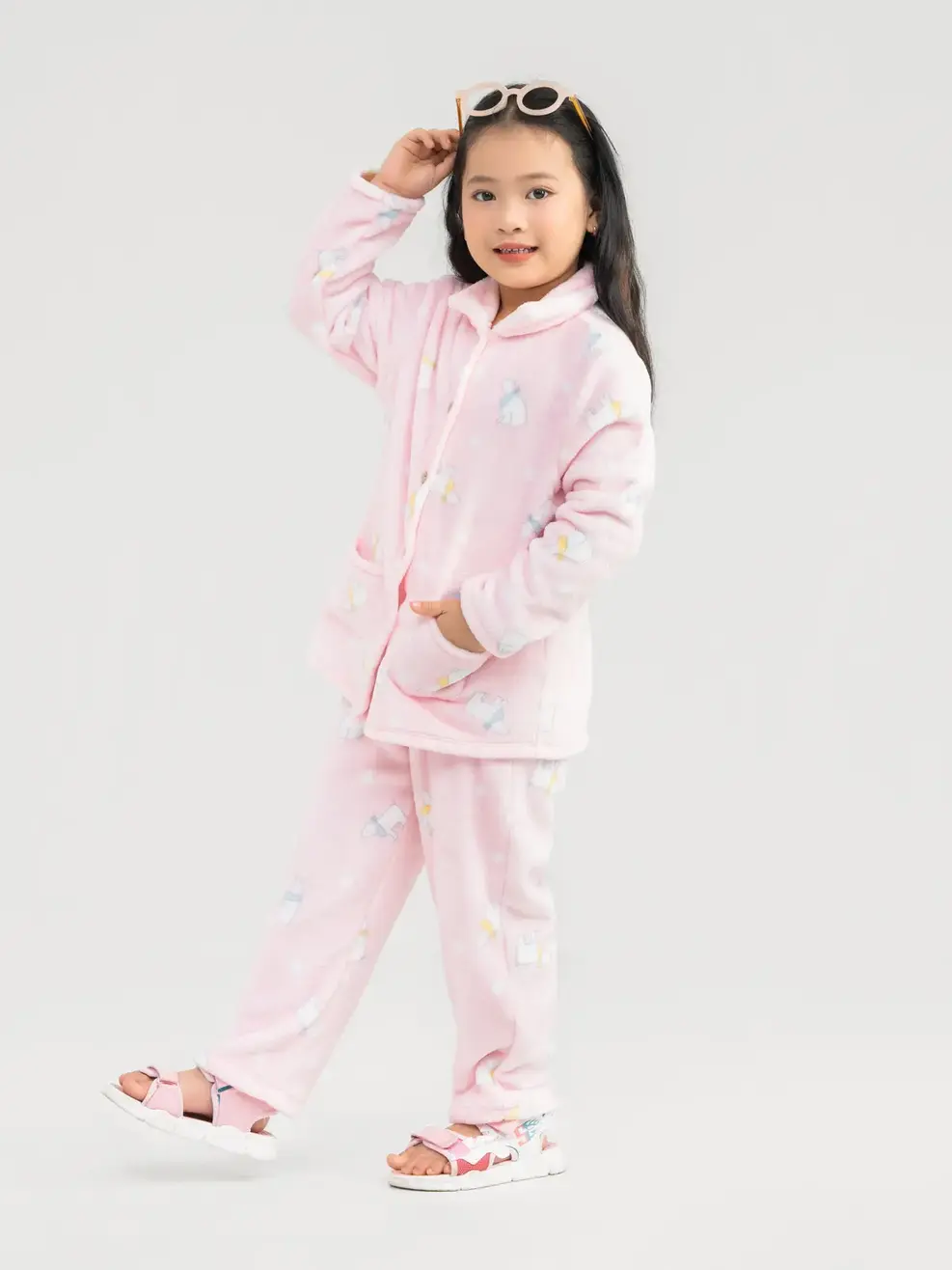 Bộ Đồ Thu Đông Kid Pirama Lông - Hồng - 2