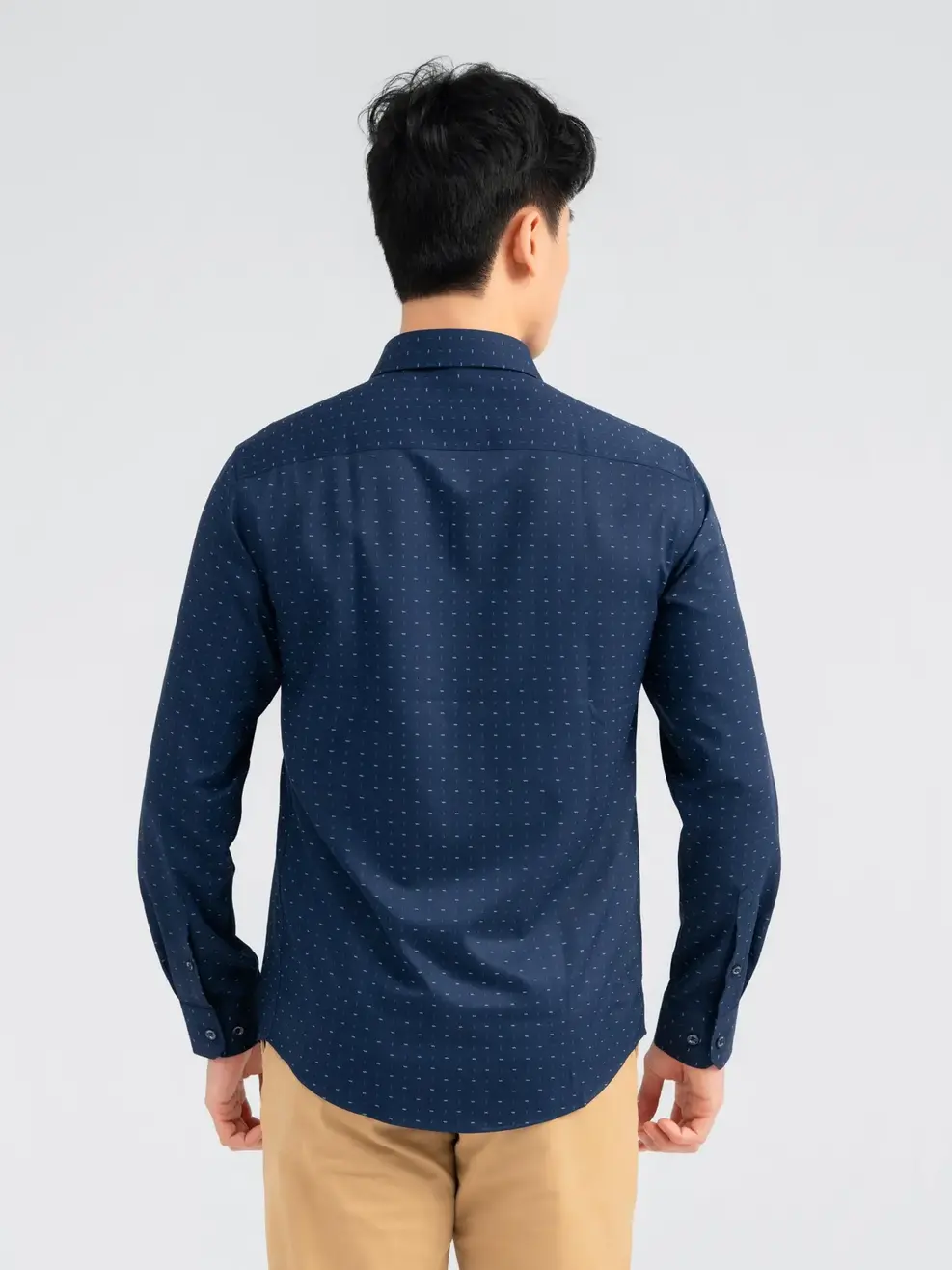 Sơ Mi Dài Tay Nam Họa Tiết Nhí - Xanh than - M