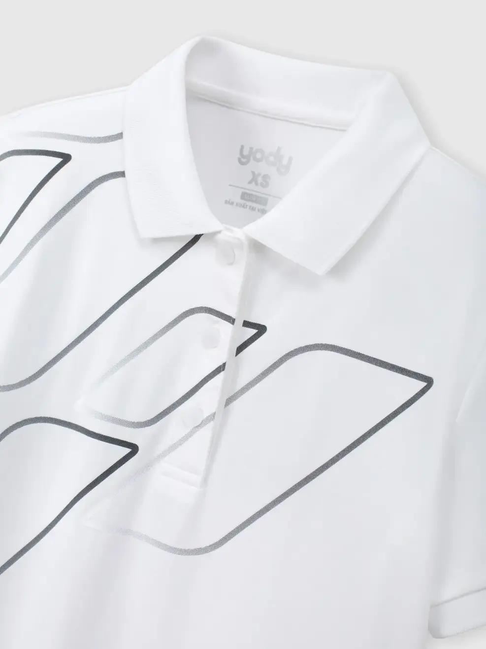 Áo Polo Nữ Slim In Thân Trước Có Xẻ Tà - Trắng 001 - S