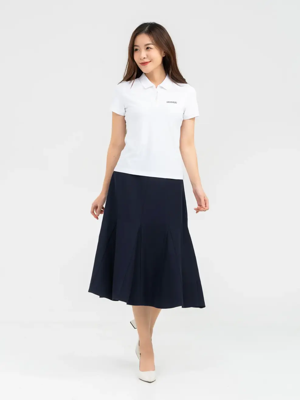 Polo Thể Thao Nữ Airycool Nẹp Khóa - Trắng - S