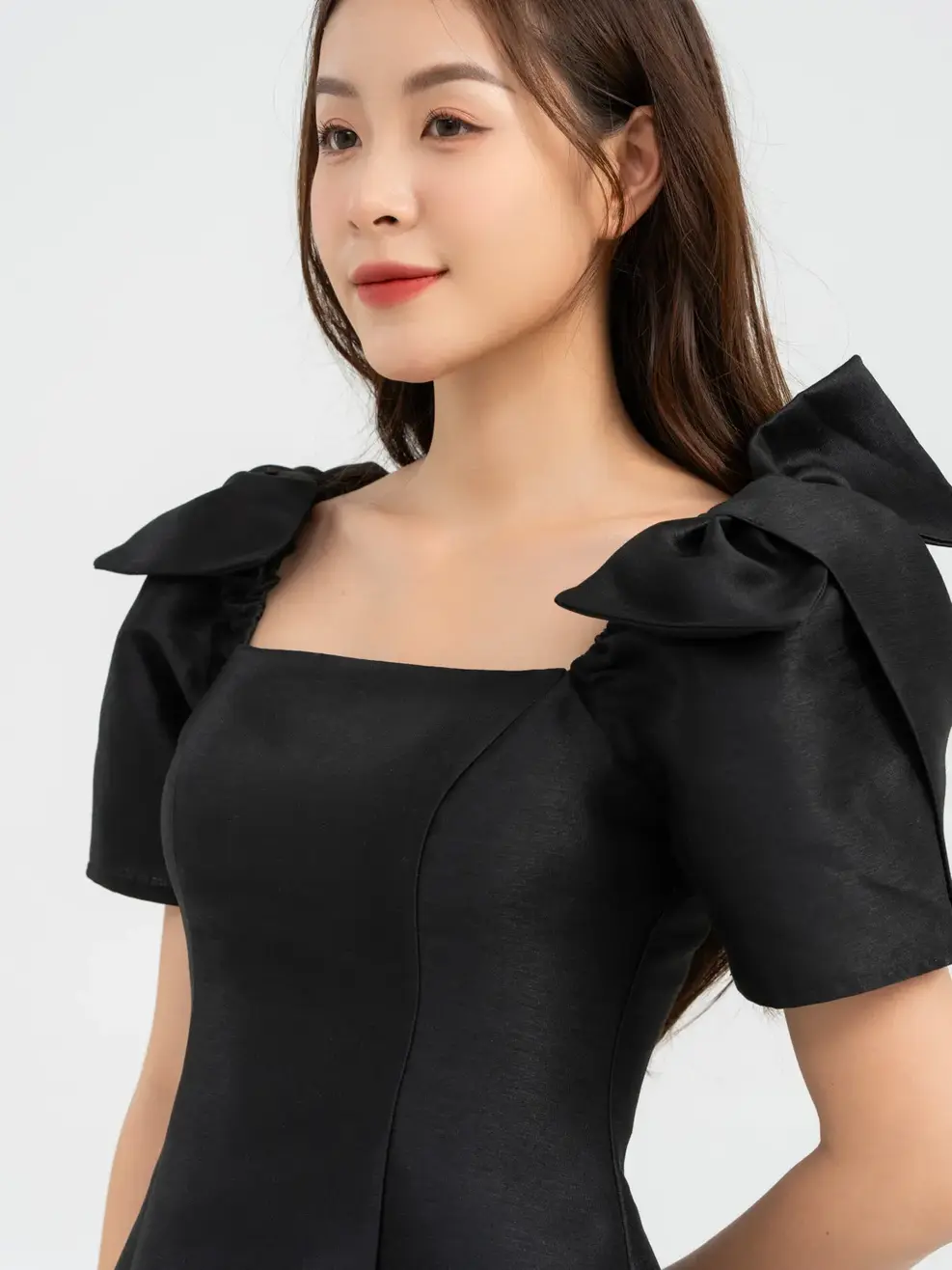 Đầm Tiệc Nữ Vai Nơ - Đen - M