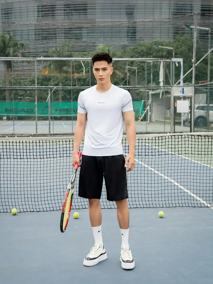 Bộ đồ nam in phản quang tay - Trắng - 2XL